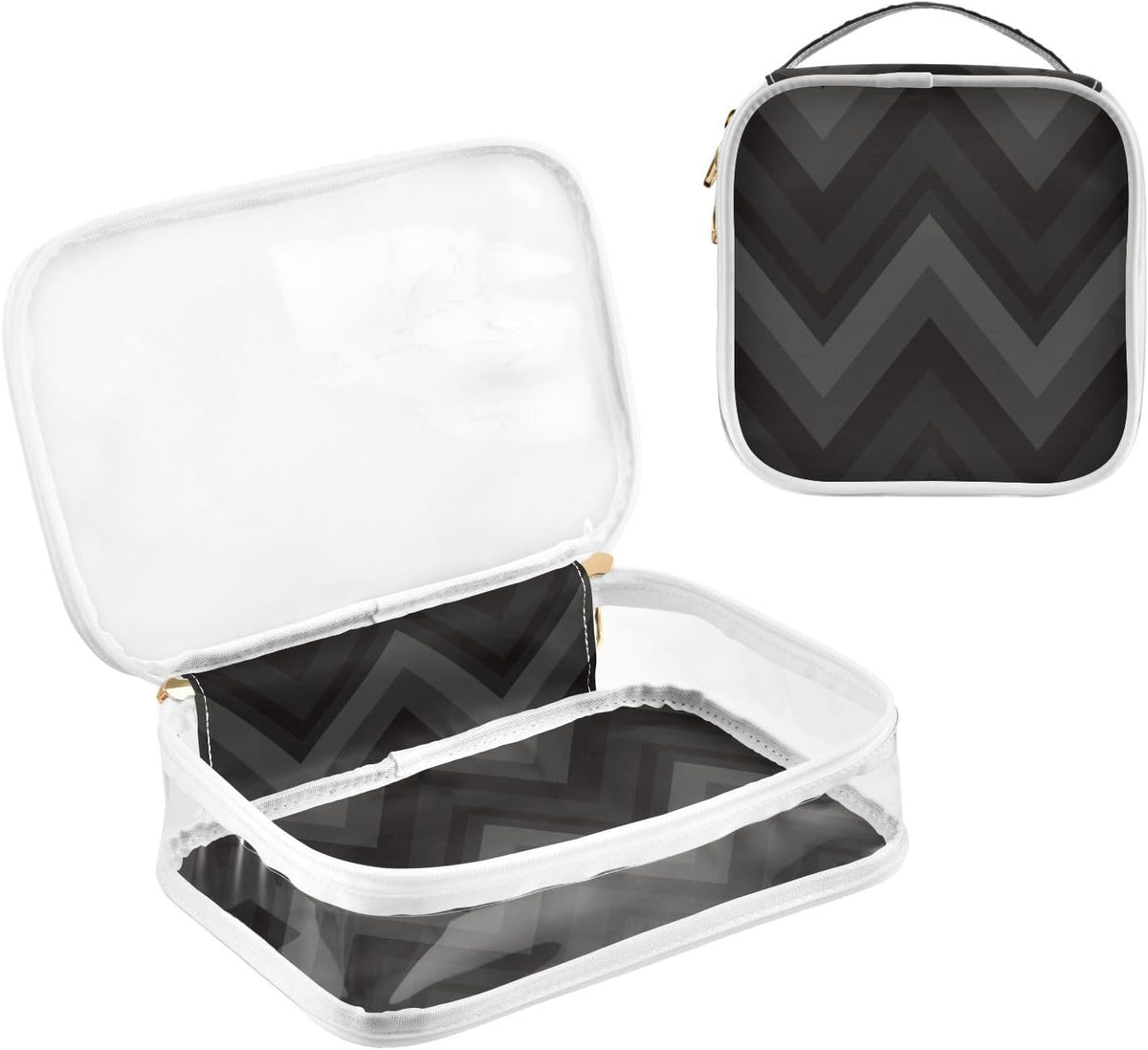 Clear Makeup Bag Approved Clear Travel Toiletry Bag with Zipper Waterproof Organizer Bags Transparent Cosmetic Pouch Traveling 2Pack Tile Color - Colors A