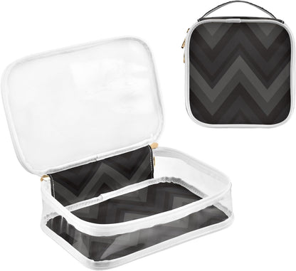 Clear Makeup Bag Approved Clear Travel Toiletry Bag with Zipper Waterproof Organizer Bags Transparent Cosmetic Pouch Traveling 2Pack Tile Color - Colors A