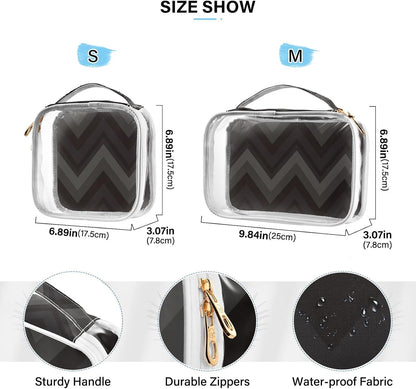 Clear Makeup Bag Approved Clear Travel Toiletry Bag with Zipper Waterproof Organizer Bags Transparent Cosmetic Pouch Traveling 2Pack Tile Color - Colors A