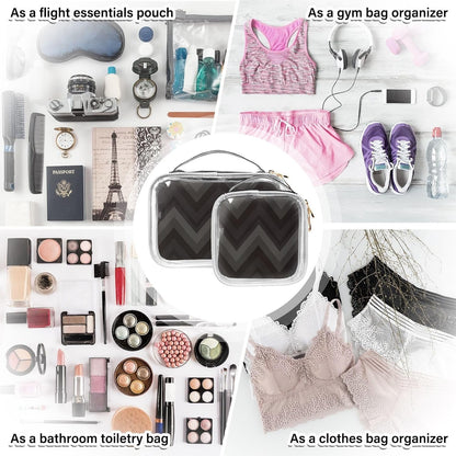 Clear Makeup Bag Approved Clear Travel Toiletry Bag with Zipper Waterproof Organizer Bags Transparent Cosmetic Pouch Traveling 2Pack Tile Color - Colors A