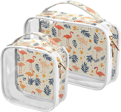 Clear Makeup Bag Approved Clear Travel Toiletry Bag with Zipper Waterproof Organizer Bags Transparent Cosmetic Pouch Traveling 2Pack Tile Color - Colors A