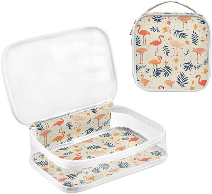 Clear Makeup Bag Approved Clear Travel Toiletry Bag with Zipper Waterproof Organizer Bags Transparent Cosmetic Pouch Traveling 2Pack Tile Color - Colors A