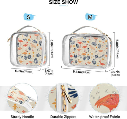 Clear Makeup Bag Approved Clear Travel Toiletry Bag with Zipper Waterproof Organizer Bags Transparent Cosmetic Pouch Traveling 2Pack Tile Color - Colors A