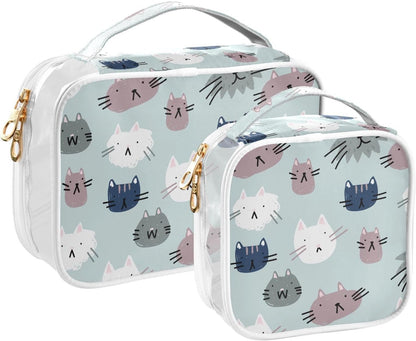 Clear Makeup Bag Approved Clear Travel Toiletry Bag with Zipper Waterproof Organizer Bags Transparent Cosmetic Pouch Traveling 2Pack Tile Color - Colors A