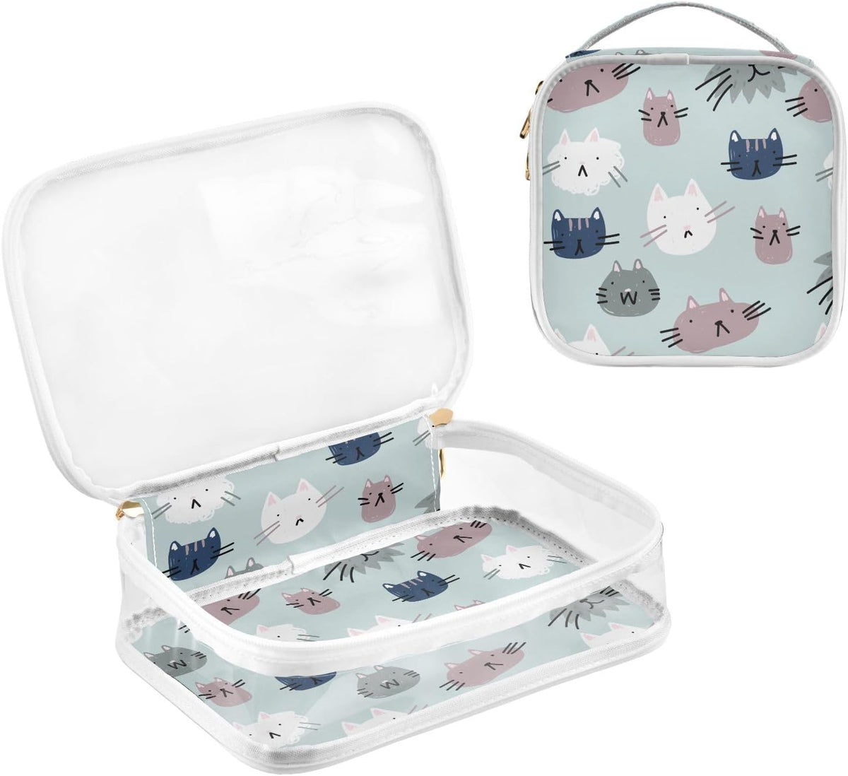 Clear Makeup Bag Approved Clear Travel Toiletry Bag with Zipper Waterproof Organizer Bags Transparent Cosmetic Pouch Traveling 2Pack Tile Color - Colors A