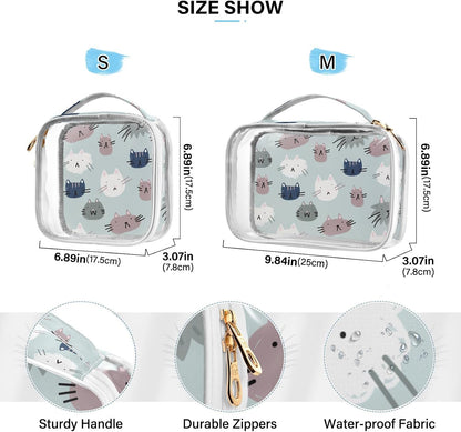 Clear Makeup Bag Approved Clear Travel Toiletry Bag with Zipper Waterproof Organizer Bags Transparent Cosmetic Pouch Traveling 2Pack Tile Color - Colors A