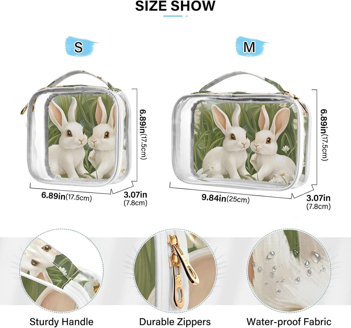 Clear Makeup Bag Approved Clear Travel Toiletry Bag with Zipper Waterproof Organizer Bags Transparent Cosmetic Pouch Traveling 2Pack Tile Color - Colors A