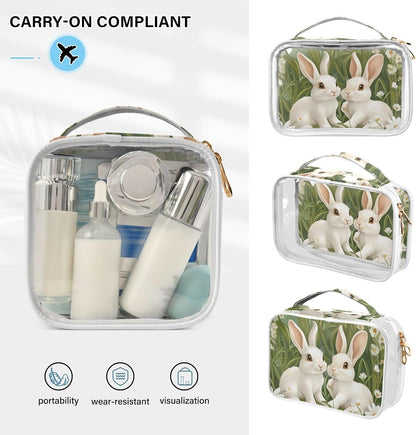 Clear Makeup Bag Approved Clear Travel Toiletry Bag with Zipper Waterproof Organizer Bags Transparent Cosmetic Pouch Traveling 2Pack Tile Color - Colors A