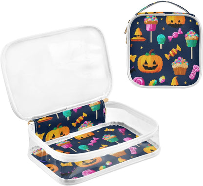 Clear Makeup Bag Approved Clear Travel Toiletry Bag with Zipper Waterproof Organizer Bags Transparent Cosmetic Pouch Traveling 2Pack Tile Color - Colors A