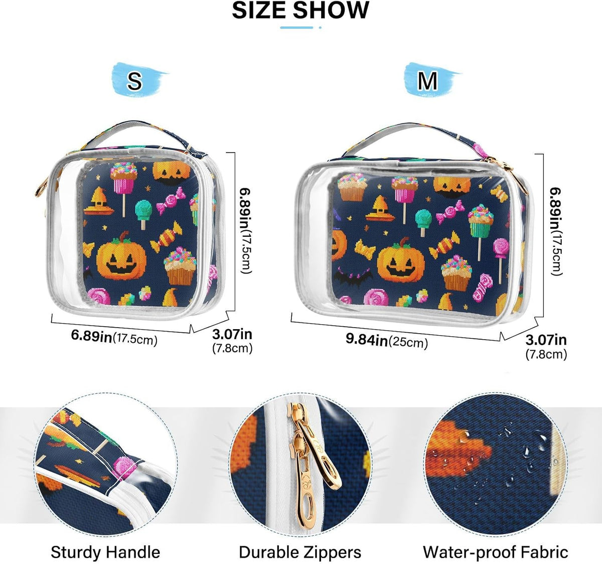 Clear Makeup Bag Approved Clear Travel Toiletry Bag with Zipper Waterproof Organizer Bags Transparent Cosmetic Pouch Traveling 2Pack Tile Color - Colors A
