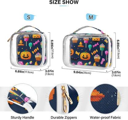 Clear Makeup Bag Approved Clear Travel Toiletry Bag with Zipper Waterproof Organizer Bags Transparent Cosmetic Pouch Traveling 2Pack Tile Color - Colors A