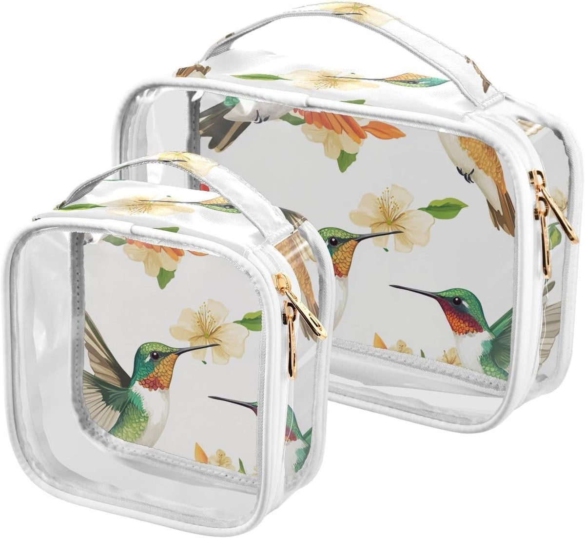 Clear Makeup Bag Approved Clear Travel Toiletry Bag with Zipper Waterproof Organizer Bags Transparent Cosmetic Pouch Traveling 2Pack Tile Color - Colors A