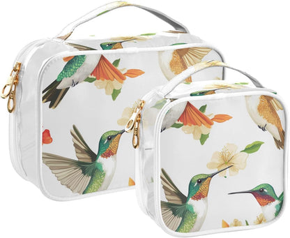 Clear Makeup Bag Approved Clear Travel Toiletry Bag with Zipper Waterproof Organizer Bags Transparent Cosmetic Pouch Traveling 2Pack Tile Color - Colors A