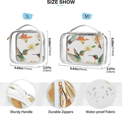 Clear Makeup Bag Approved Clear Travel Toiletry Bag with Zipper Waterproof Organizer Bags Transparent Cosmetic Pouch Traveling 2Pack Tile Color - Colors A