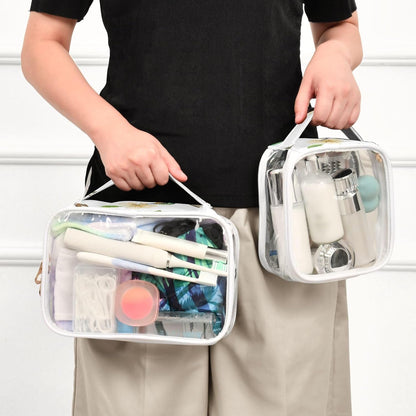 Clear Makeup Bag Approved Clear Travel Toiletry Bag with Zipper Waterproof Organizer Bags Transparent Cosmetic Pouch Traveling 2Pack Tile Color - Colors A