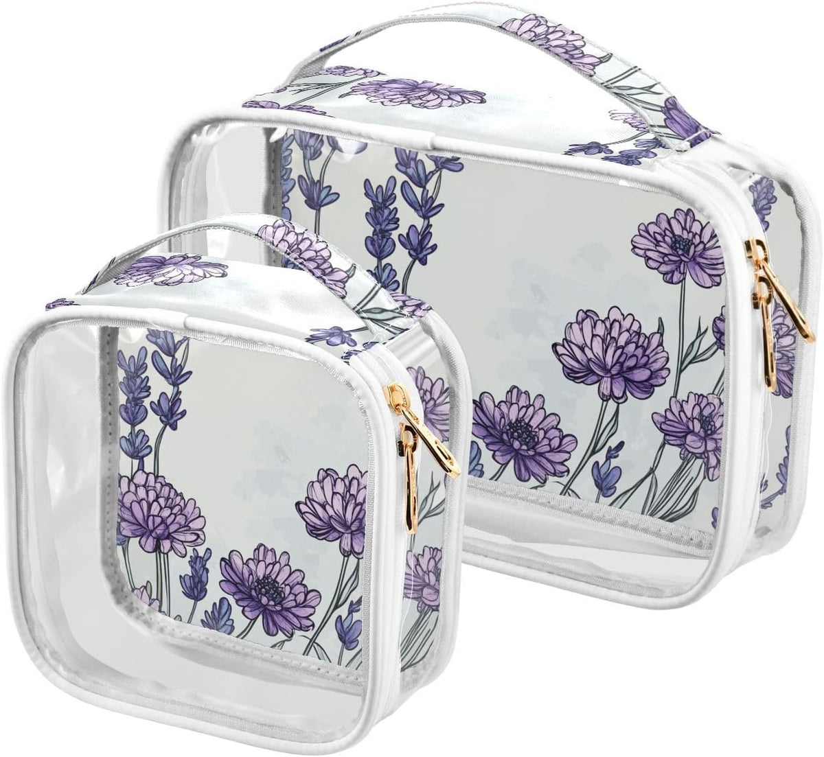 Clear Makeup Bag Approved Clear Travel Toiletry Bag with Zipper Waterproof Organizer Bags Transparent Cosmetic Pouch Traveling 2Pack Tile Color - Colors A