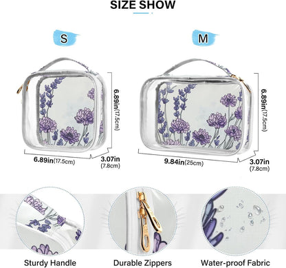 Clear Makeup Bag Approved Clear Travel Toiletry Bag with Zipper Waterproof Organizer Bags Transparent Cosmetic Pouch Traveling 2Pack Tile Color - Colors A