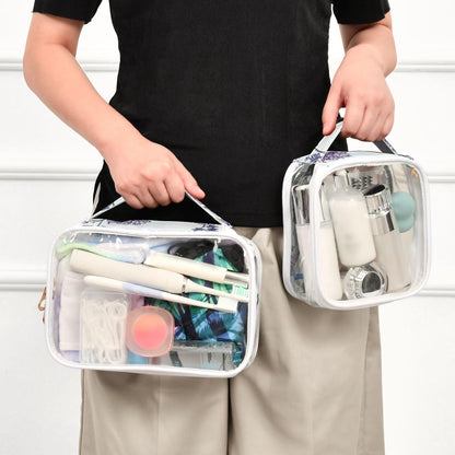 Clear Makeup Bag Approved Clear Travel Toiletry Bag with Zipper Waterproof Organizer Bags Transparent Cosmetic Pouch Traveling 2Pack Tile Color - Colors A