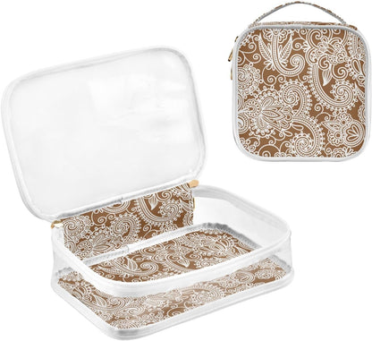 Clear Makeup Bag Approved Clear Travel Toiletry Bag with Zipper Waterproof Organizer Bags Transparent Cosmetic Pouch Traveling 2Pack Tile Color - Colors A