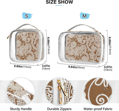 Clear Makeup Bag Approved Clear Travel Toiletry Bag with Zipper Waterproof Organizer Bags Transparent Cosmetic Pouch Traveling 2Pack Tile Color - Colors A