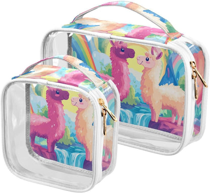 Clear Makeup Bag Approved Clear Travel Toiletry Bag with Zipper Waterproof Organizer Bags Transparent Cosmetic Pouch Traveling 2Pack Tile Color - Colors A
