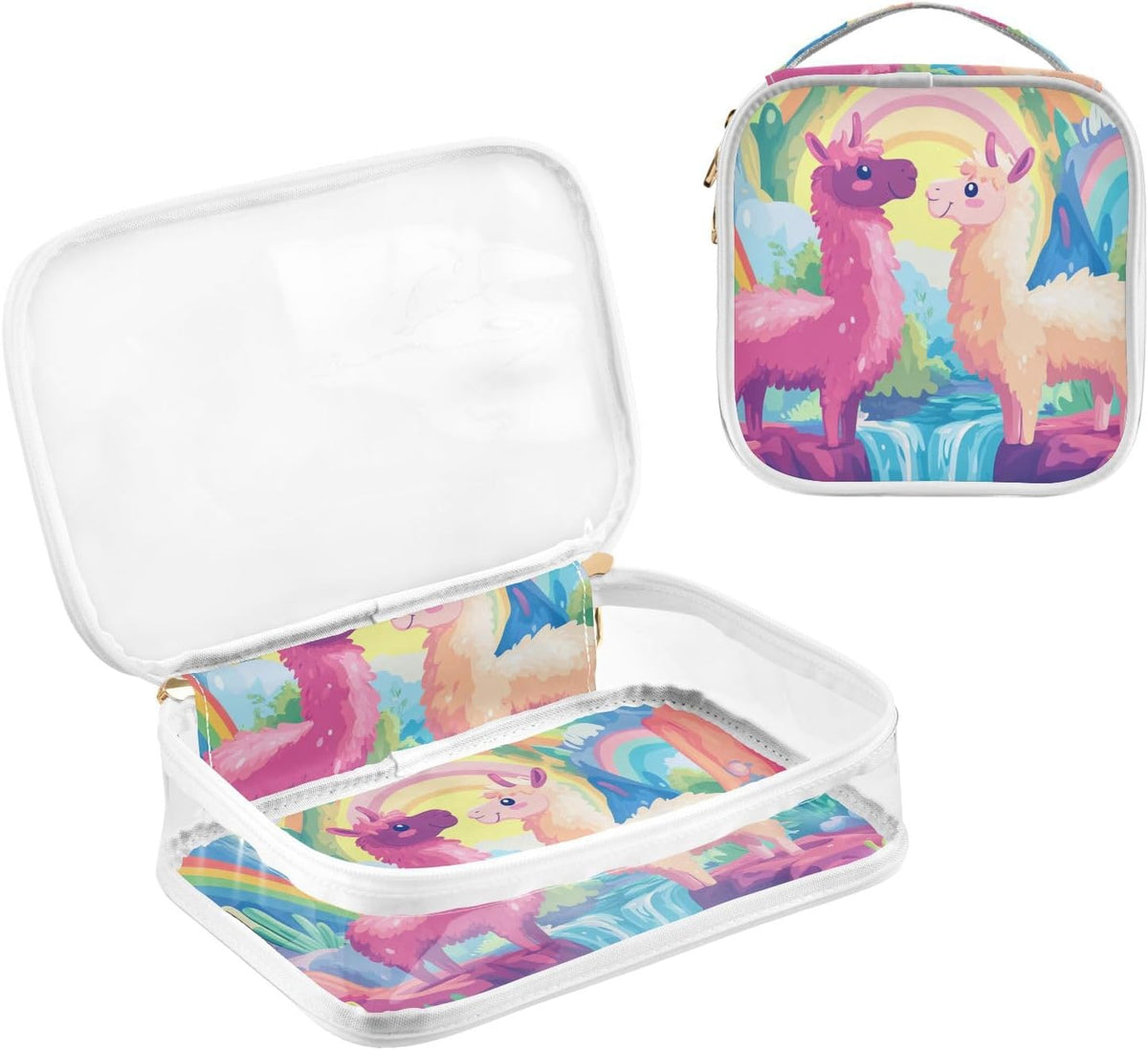 Clear Makeup Bag Approved Clear Travel Toiletry Bag with Zipper Waterproof Organizer Bags Transparent Cosmetic Pouch Traveling 2Pack Tile Color - Colors A