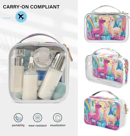 Clear Makeup Bag Approved Clear Travel Toiletry Bag with Zipper Waterproof Organizer Bags Transparent Cosmetic Pouch Traveling 2Pack Tile Color - Colors A