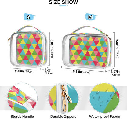 Clear Makeup Bag Approved Clear Travel Toiletry Bag with Zipper Waterproof Organizer Bags Transparent Cosmetic Pouch Traveling 2Pack Tile Color - Colors A