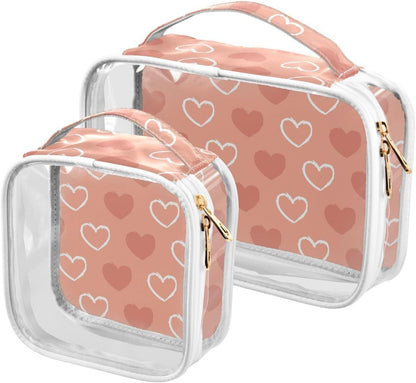 Clear Makeup Bag Approved Clear Travel Toiletry Bag with Zipper Waterproof Organizer Bags Transparent Cosmetic Pouch Traveling 2Pack Tile Color - Colors A