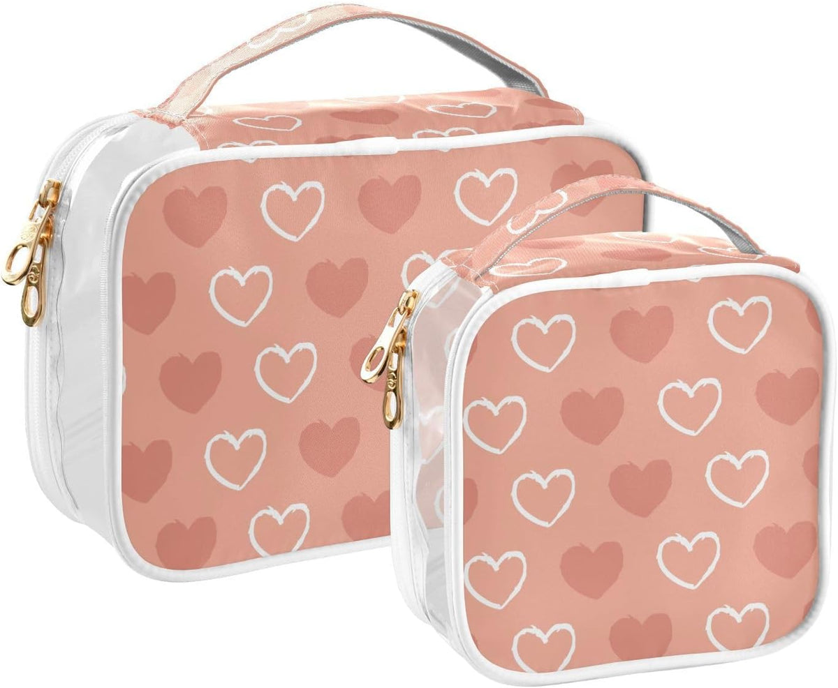 Clear Makeup Bag Approved Clear Travel Toiletry Bag with Zipper Waterproof Organizer Bags Transparent Cosmetic Pouch Traveling 2Pack Tile Color - Colors A