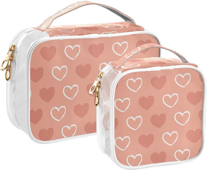 Clear Makeup Bag Approved Clear Travel Toiletry Bag with Zipper Waterproof Organizer Bags Transparent Cosmetic Pouch Traveling 2Pack Tile Color - Colors A