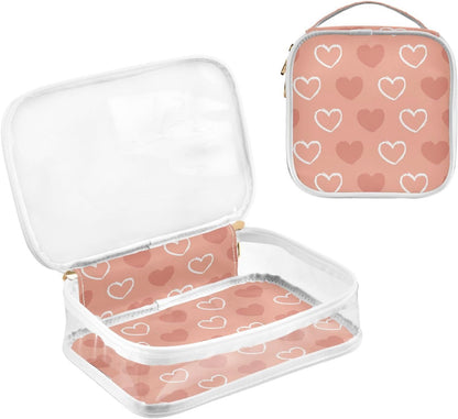 Clear Makeup Bag Approved Clear Travel Toiletry Bag with Zipper Waterproof Organizer Bags Transparent Cosmetic Pouch Traveling 2Pack Tile Color - Colors A