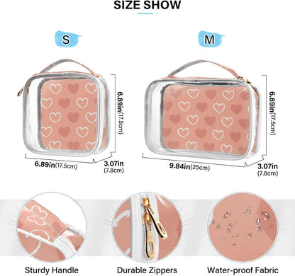 Clear Makeup Bag Approved Clear Travel Toiletry Bag with Zipper Waterproof Organizer Bags Transparent Cosmetic Pouch Traveling 2Pack Tile Color - Colors A
