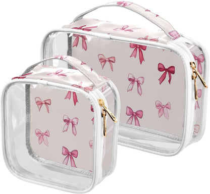 Clear Makeup Bag Approved Clear Travel Toiletry Bag with Zipper Waterproof Organizer Bags Transparent Cosmetic Pouch Traveling 2Pack Tile Color - Colors A