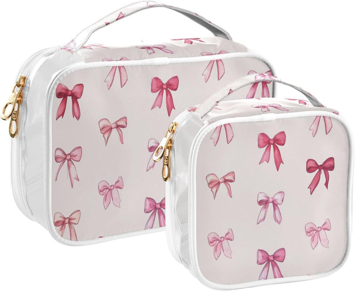 Clear Makeup Bag Approved Clear Travel Toiletry Bag with Zipper Waterproof Organizer Bags Transparent Cosmetic Pouch Traveling 2Pack Tile Color - Colors A