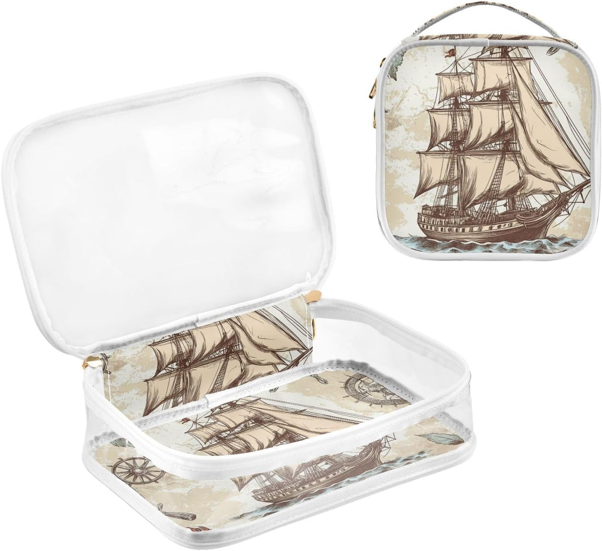 Clear Makeup Bag Approved Clear Travel Toiletry Bag with Zipper Waterproof Organizer Bags Transparent Cosmetic Pouch Traveling 2Pack Tile Color - Colors A