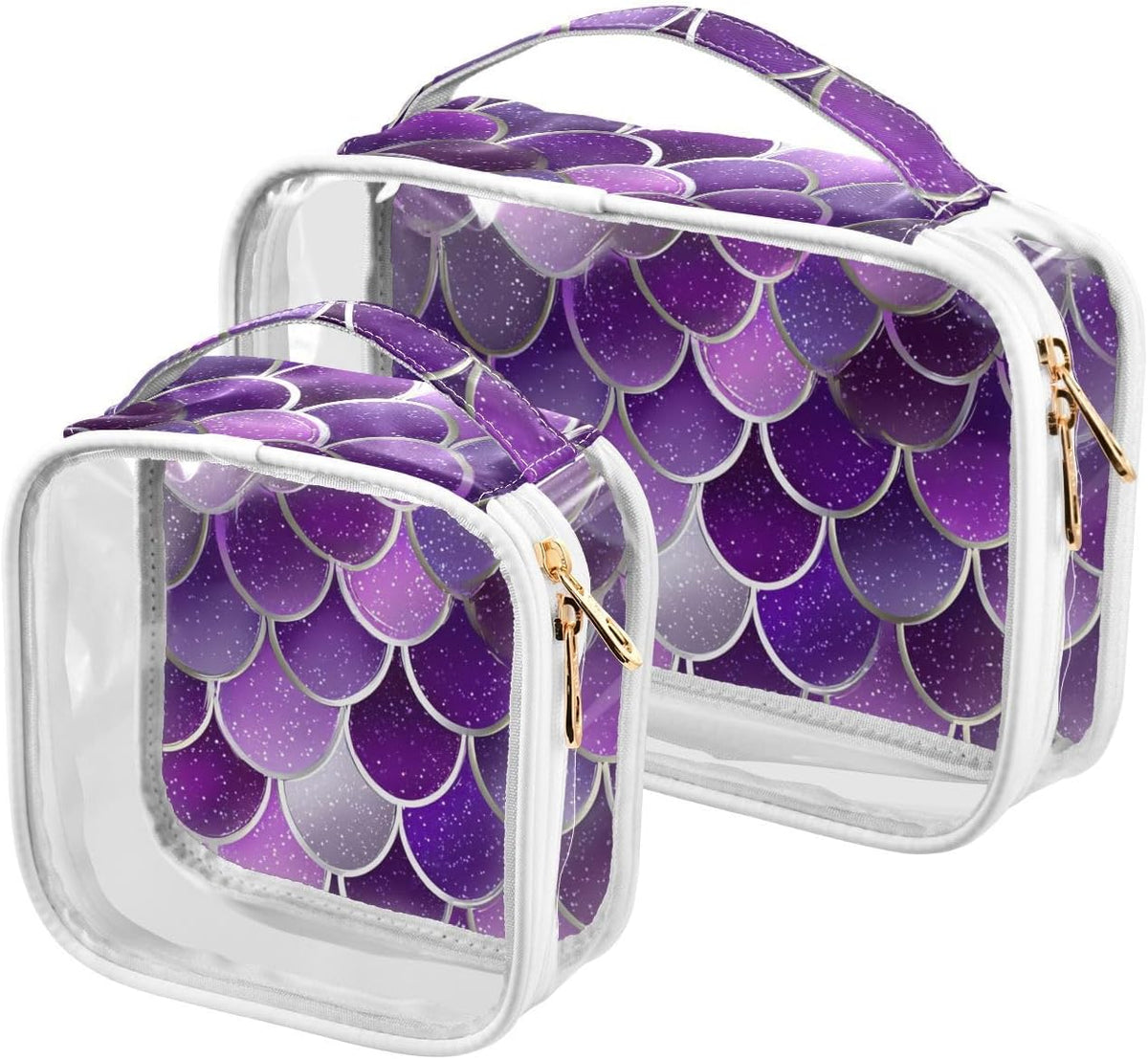 Clear Makeup Bag Approved Clear Travel Toiletry Bag with Zipper Waterproof Organizer Bags Transparent Cosmetic Pouch Traveling 2Pack Tile Color - Colors A