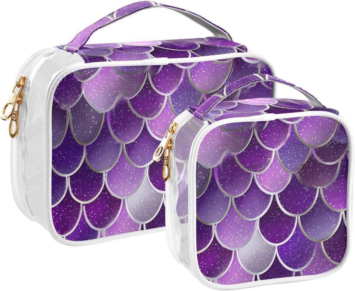 Clear Makeup Bag Approved Clear Travel Toiletry Bag with Zipper Waterproof Organizer Bags Transparent Cosmetic Pouch Traveling 2Pack Tile Color - Colors A