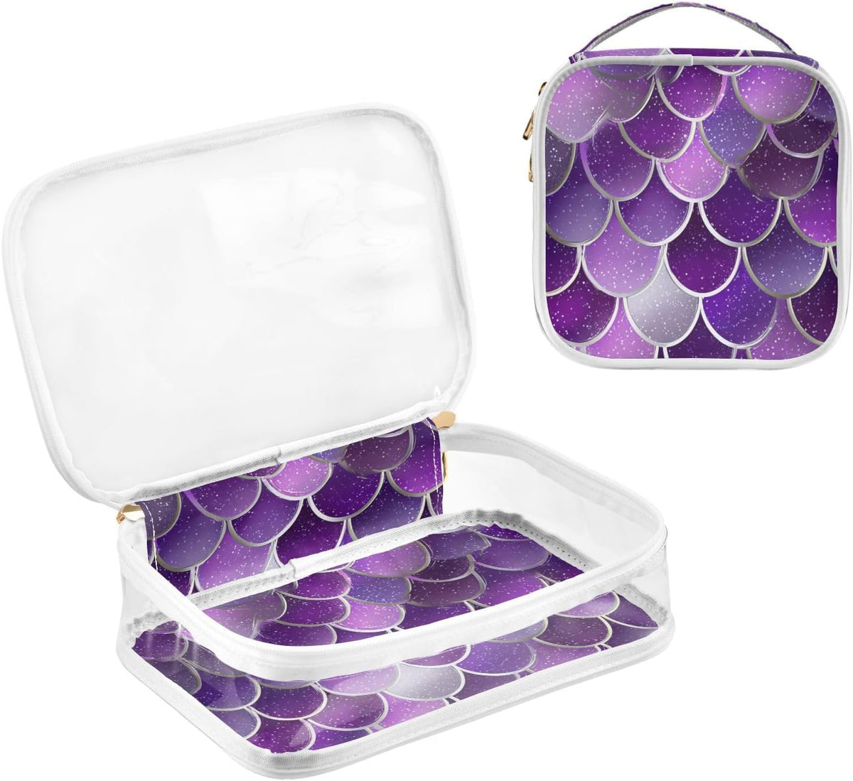 Clear Makeup Bag Approved Clear Travel Toiletry Bag with Zipper Waterproof Organizer Bags Transparent Cosmetic Pouch Traveling 2Pack Tile Color - Colors A