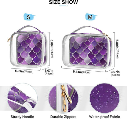 Clear Makeup Bag Approved Clear Travel Toiletry Bag with Zipper Waterproof Organizer Bags Transparent Cosmetic Pouch Traveling 2Pack Tile Color - Colors A