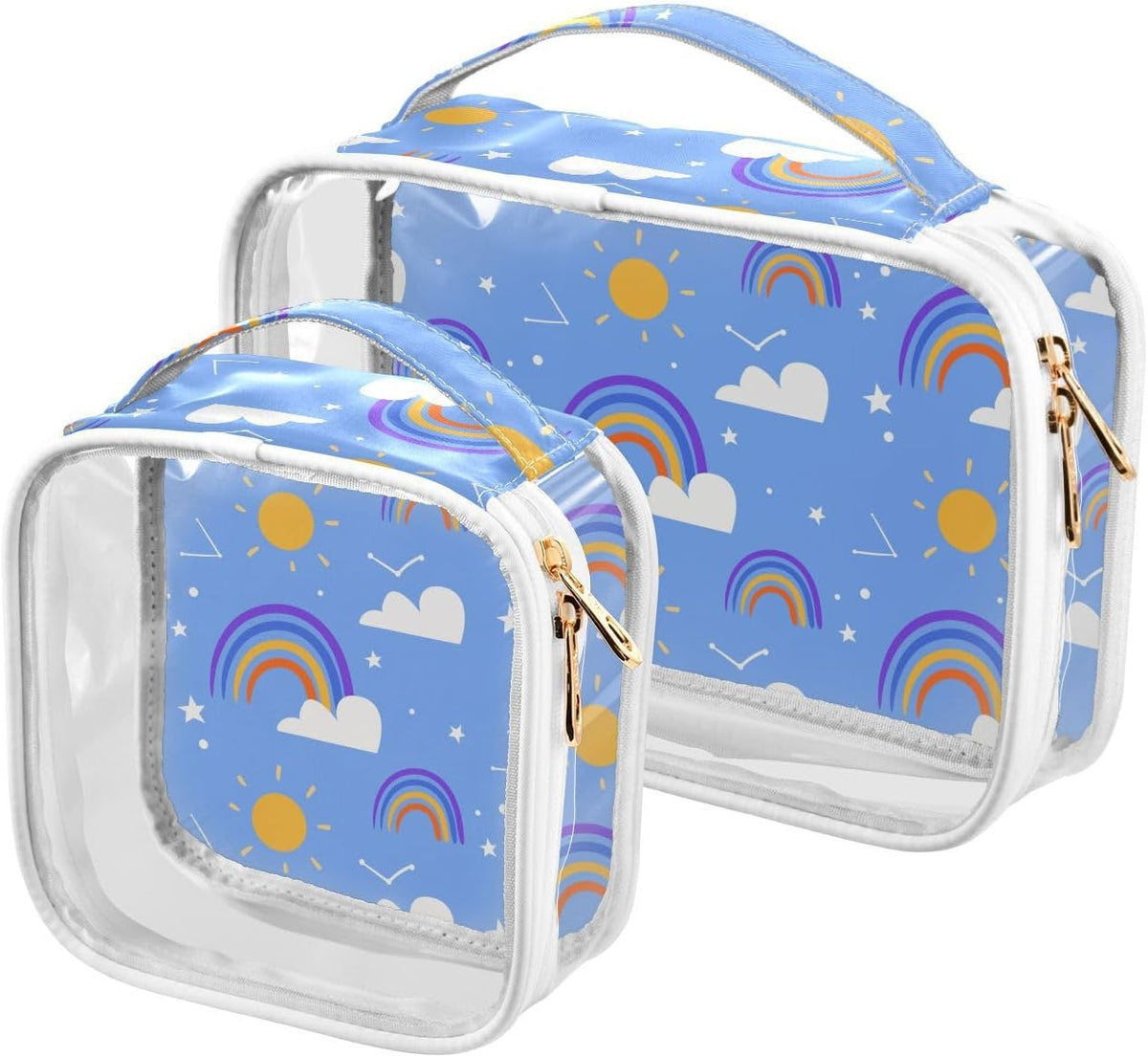 Clear Makeup Bag Approved Clear Travel Toiletry Bag with Zipper Waterproof Organizer Bags Transparent Cosmetic Pouch Traveling 2Pack Tile Color - Colors A
