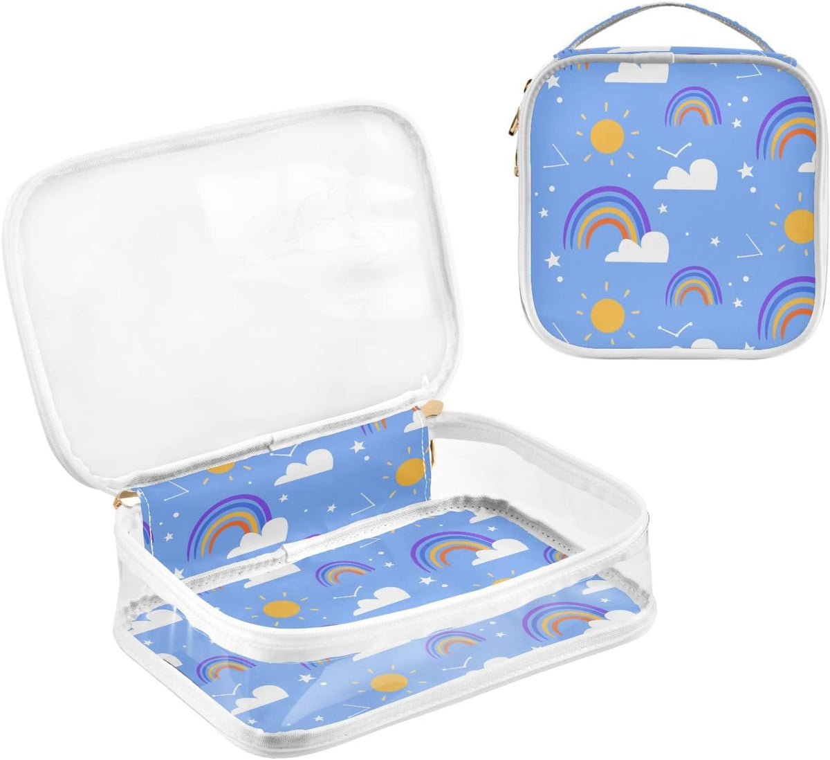 Clear Makeup Bag Approved Clear Travel Toiletry Bag with Zipper Waterproof Organizer Bags Transparent Cosmetic Pouch Traveling 2Pack Tile Color - Colors A