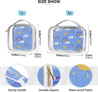 Clear Makeup Bag Approved Clear Travel Toiletry Bag with Zipper Waterproof Organizer Bags Transparent Cosmetic Pouch Traveling 2Pack Tile Color - Colors A