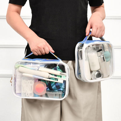 Clear Makeup Bag Approved Clear Travel Toiletry Bag with Zipper Waterproof Organizer Bags Transparent Cosmetic Pouch Traveling 2Pack Tile Color - Colors A