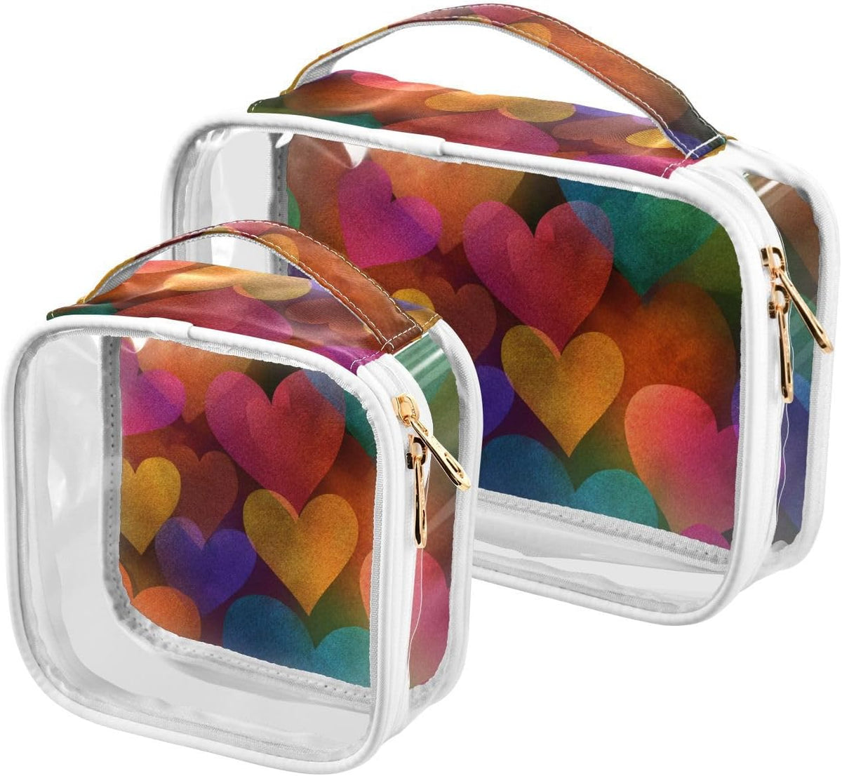 Clear Makeup Bag Approved Clear Travel Toiletry Bag with Zipper Waterproof Organizer Bags Transparent Cosmetic Pouch Traveling 2Pack Tile Color - Colors A