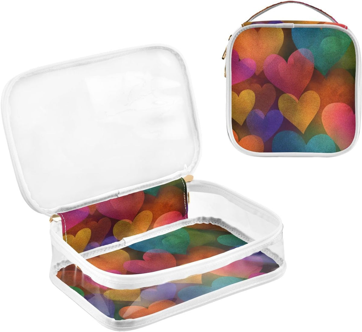Clear Makeup Bag Approved Clear Travel Toiletry Bag with Zipper Waterproof Organizer Bags Transparent Cosmetic Pouch Traveling 2Pack Tile Color - Colors A