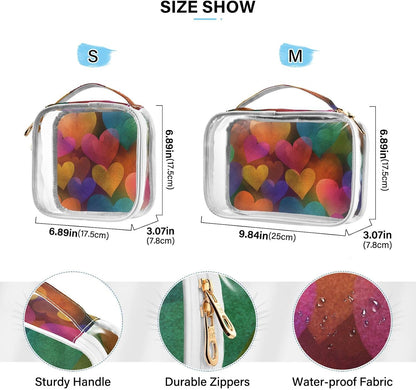 Clear Makeup Bag Approved Clear Travel Toiletry Bag with Zipper Waterproof Organizer Bags Transparent Cosmetic Pouch Traveling 2Pack Tile Color - Colors A