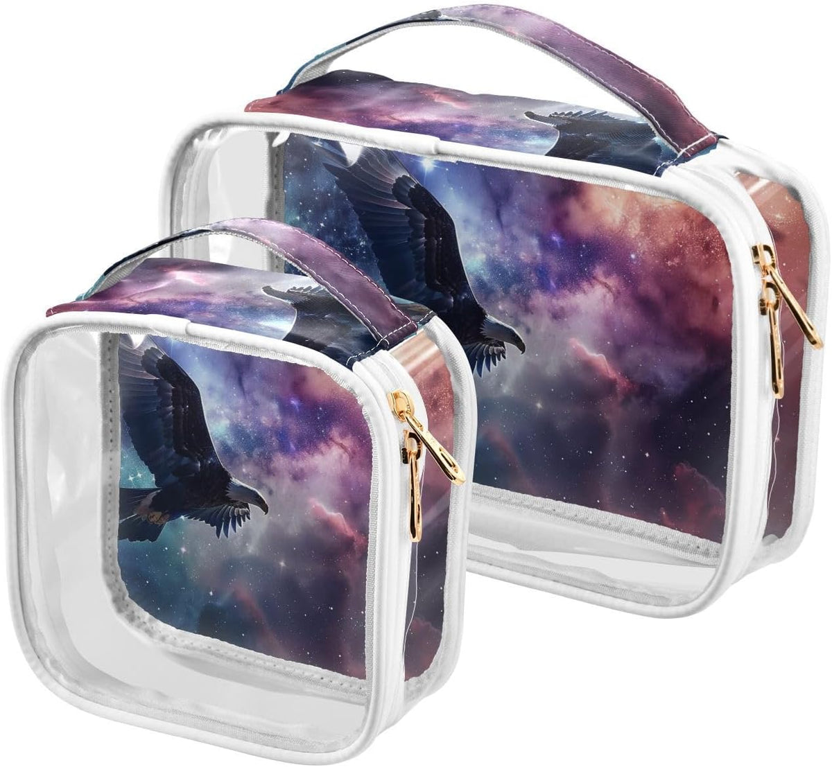 Clear Makeup Bag Approved Clear Travel Toiletry Bag with Zipper Waterproof Organizer Bags Transparent Cosmetic Pouch Traveling 2Pack Tile Color - Colors A