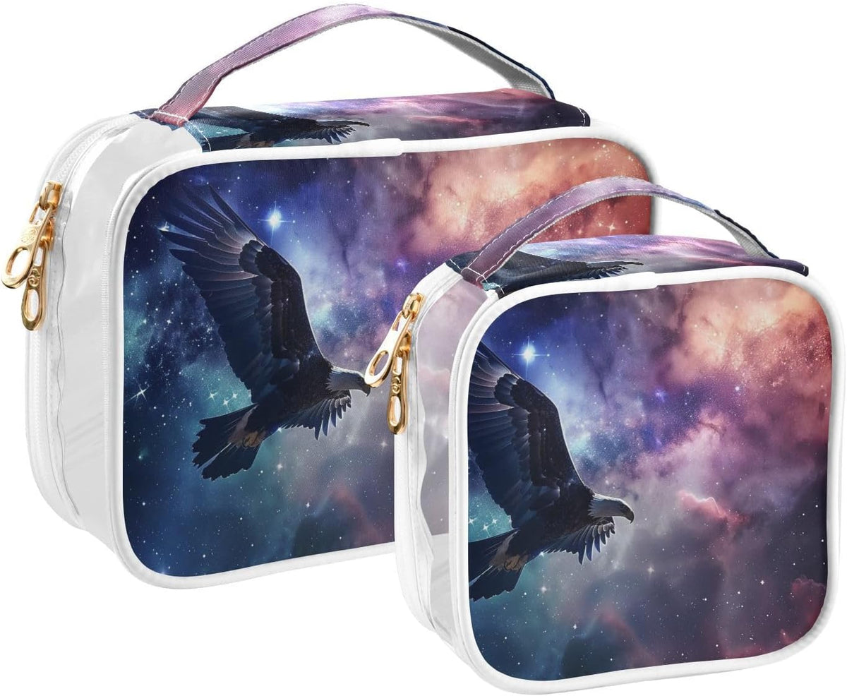 Clear Makeup Bag Approved Clear Travel Toiletry Bag with Zipper Waterproof Organizer Bags Transparent Cosmetic Pouch Traveling 2Pack Tile Color - Colors A
