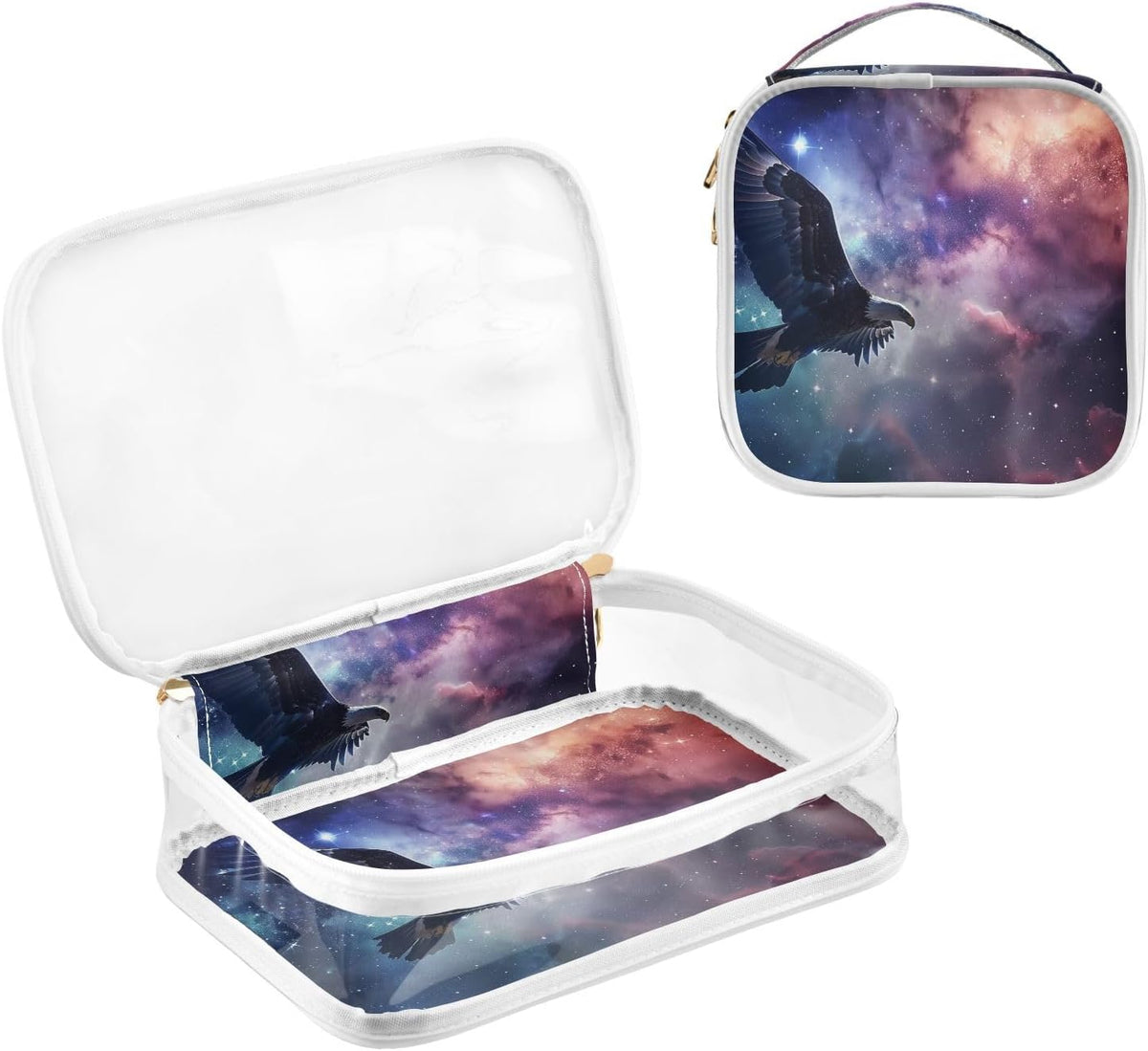 Clear Makeup Bag Approved Clear Travel Toiletry Bag with Zipper Waterproof Organizer Bags Transparent Cosmetic Pouch Traveling 2Pack Tile Color - Colors A
